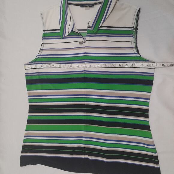 Tommy Hilfiger Striped Polo Style Tank Top Women L Normcore Preppy Classic - Picture 8 of 9